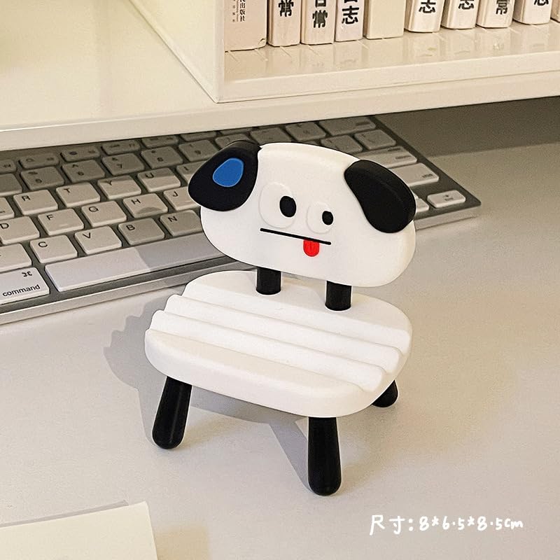 Super Cute Funny Face Animal Chair Cell Phone Stand, Adjustable Mobile Phone Support‌ Holder‌ Cellphone Mount‌ for Desk, Compatible with Phone 17 16 15 14 13, Smartphone, Pad, Tablet-White Dog - color: White Dog
