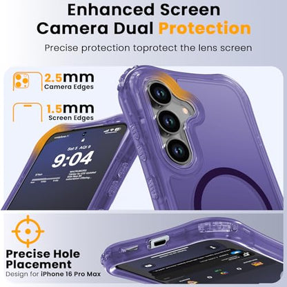 WRJ Magnetic Matte for Samsung Galaxy S26 FE Case,Samsung S25 FE Case [Fit for MagSafe][Military Grade Drop Protection] Translucent Shockproof Protective Phone Case-Violet - color: Violet, style: Matte
