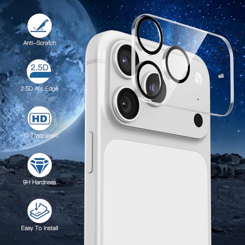 [3 Pack Camera Lens Protector For iPhone 17 Pro Max 6.9-Inch,9H Tempered Glass,Anti-Scratch,Case Friendly,Night Circle,No-Bubble HD Clarity,Full Cover - size: iPhone 17 Pro Max