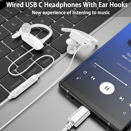 USB C Earbuds Wired Over Ear Headphones for iPhone 18 Pro Max 17 16 - color: White