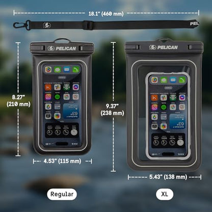 Pelican 2 Pack Marine Waterproof Phone Pouch (XL) - Stealth Black | Touchscreen IP68 Floating Waterproof Phone Case w/Detachable Lanyard - Fits All Phones - Beach Cruise Ship Travel Essentials - color: Stealth Black - 2 Pack - XL, size: XL, style: 2 Pack