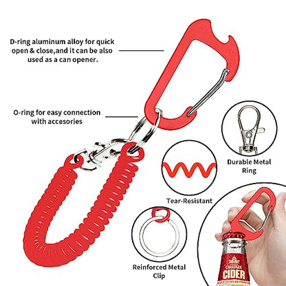 HOTEMIA Phone Tether Lanyard Anti Theft Phone Strap with Carabiner Anti-Drop Outdoor Skiing Hiking Cycling Fishing Climbing fit iPhone and Most Cell Phones (Black+Red) - color: Black+Red
