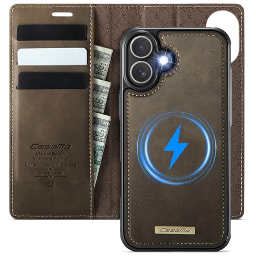 Kowauri Case for iPhone 17, PU Leather Wallet Flip Case with Card Holder RFID Blocking, Magnetic Detachable Shockproof Phone Cover Wireless Charging Compatible for iPhone 17 (6.3 inch), Coffee - color: Coffee