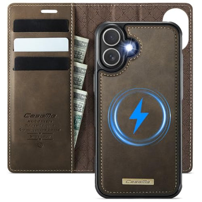 Kowauri Case for iPhone 17, PU Leather Wallet Flip Case with Card Holder RFID Blocking, Magnetic Detachable Shockproof Phone Cover Wireless Charging Compatible for iPhone 17 (6.3 inch), Coffee - color: Coffee