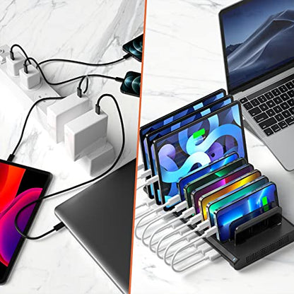 Alxum Multi USB Charging Station,Fast 120W 10 Port iPad Tablet Charger Dock - size: 120W (10 Ports)