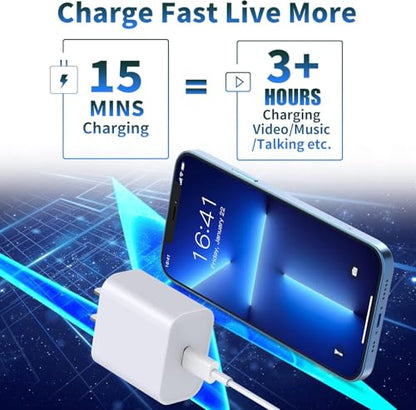 Apple MFi Certified iPhone 18 Pro Duo Charger Fast Charging, USB C Charger - color: Snow White
