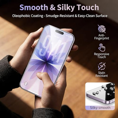2 Pack for iPhone 17 Screen Protector, 9H+ Hardness Tempered Glass Full Edge Coverage, Military-Grade Shatter Protection, HD Clear & Sensitive Touch, Easy Installation - size: for iPhone 17