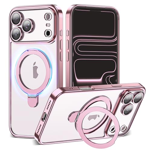 for Plating iPhone 17 Pro Case with Magnetic Stand,Rose Gold - color: Rose Gold, size: iPhone 17 Pro