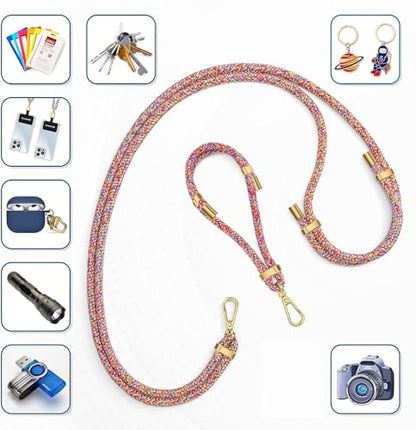 2 Pads Phone Lanyard Adjustable Crossbody Cell Phone Neck Strap - color: Silver