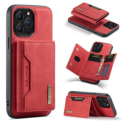 Leather Wallet Phone Cases Compatible with iPhone 14 Pro Max Case with Card Holder Men 6.7'' 2 in 1 Detachable Back Cover (Red, IP 14 Pro Max) - color: Red, size: IP 14 Pro Max