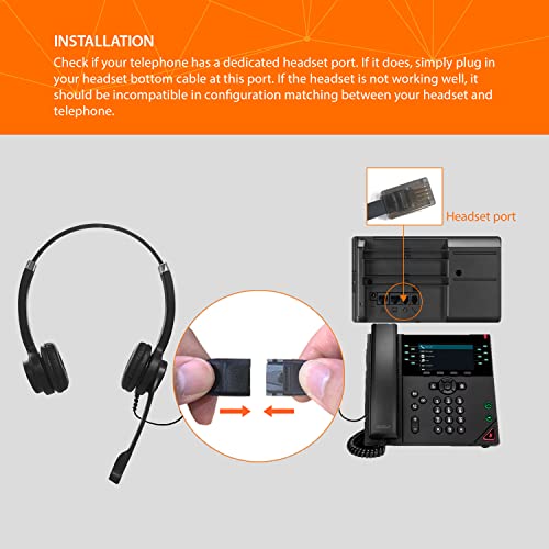 IPD IPH-255 Phone Headset with Noise Cancelling Microphone for Office and Call Center-Compatible with Avaya 1608 1616 9601 9608 9611 9611G 9620 9621 9630 9631 9640 9641 9650 9670 J139 J159 J169 J179 - color: 255-BL-LEAT