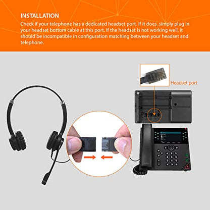IPD IPH-255 Phone Headset with Noise Cancelling Microphone for Office and Call Center-Compatible with Avaya 1608 1616 9601 9608 9611 9611G 9620 9621 9630 9631 9640 9641 9650 9670 J139 J159 J169 J179 - color: 255-BL-LEAT