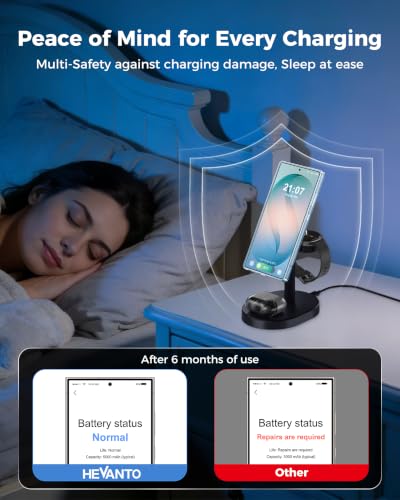 Hevanto 25W 3 in 1 MagSafe Wireless Fast Charger for Samsung Galaxy - color: Charcoal-Black, size: 25W