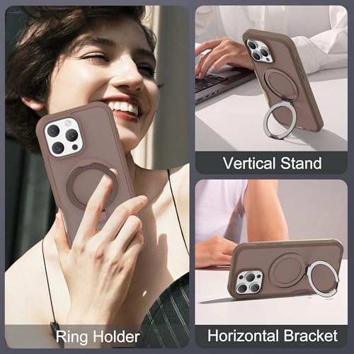 Compatible with iPhone 16 Pro Case with Magnetic Ring Stand [Compatible with Mag-Safe] [Built-in Screen Protector] Military-Grade Drop Protection Matte Translucent Phone Case, Desert Brown - color: Desert Brown, size: Iphone 16 Pro