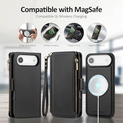 Antsturdy Compatible with MagSafe iPhone 17 Air Wallet Case,Black - color: (Detachable with Magsafe)-Black