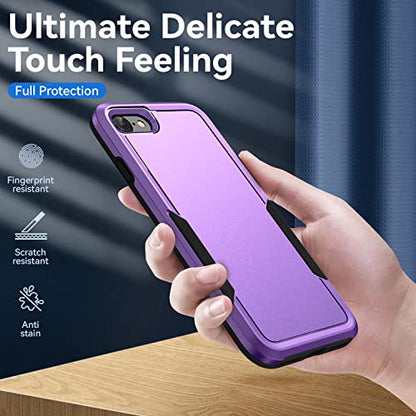 for iPhone SE Case 2022(3rd)/2020(2nd)/iPhone 7/8 Case, with Screen Protector,[Military Grade Drop Tested] Heavy-Duty Tough Rugged Shockproof Protective Phone Case, Purple - color: Purple
