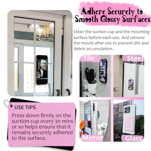 Anteel Silicone Suction Phone Case Mount, Non Slip Sticky Grip for Cellphone, Silicon Adhesive Suction Cup Mount, Strong Grip Holder for Selfies and Videos (BLK&WHT&LPK&TP) - color: BLK&WHT&LPK&TP