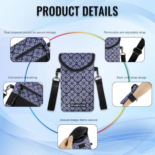 Neoprene Phone Sleeve Pouch Case Bag for Men Women w/Crossbody Strap/Neck Lanyard for iPhone 17/16/15/14 Pro Max, Samsung S25，Pixel 10 - color: Dark Blue Cell Phone Sleeves