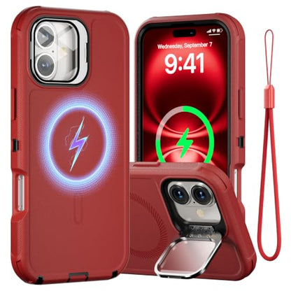 Follaroma for iPhone 16 Case with Magnetic,Heavy Duty Case,6.1'',Red - color: Red, size: iPhone 16 6.1''