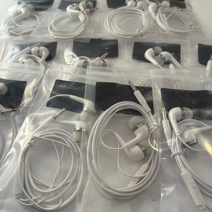 10-Pack Corded Earbuds with Microphone Headset/Headphones Bass Wired White Silicone Pad for iPod iPhone iPad Smartphone Tablet MP3 Player Laptop Computer 3.5mm Jack Plug