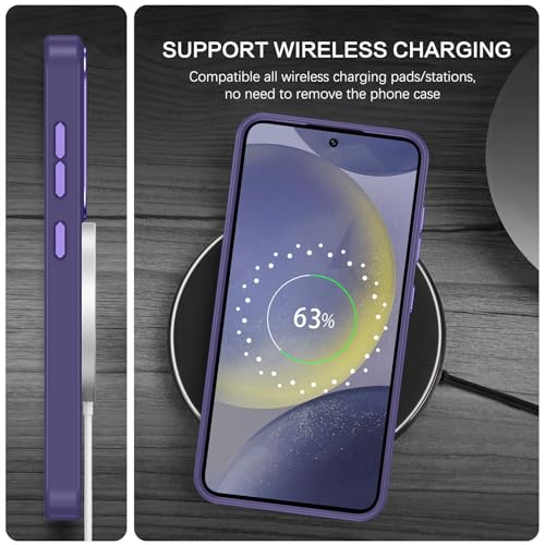 BENTOBEN Magnetic for Samsung Galaxy S24 Plus Case [Compatible with Magsafe] Translucent Matte Slim Thin Shockproof Anti-Yellow Women Men Protective Phone Cover for Samsung S24 Plus 6.7", Dark Purple - color: Dark Purple