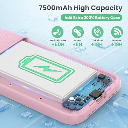 Battery Case for iPhone 11/XR, 7500mAh Ultra-Slim Portable Charging Case Rechargeable Protective Battery Pack for iPhone 11 and iPhone XR External Charger Case 6.1 Inch-Pink - color: Pink