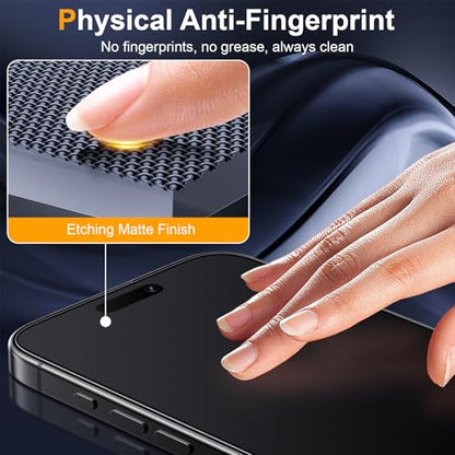 2 Pack Matte Privacy Screen Protector for iPhone 17 / iPhone 16 Pro 6.3-inch with Installation Tool, Full Coverage Anti Spy Anti Glare 9H Tempered Glass Film, Case Friendly - size: iPhone 16 Pro-6.3 Inch