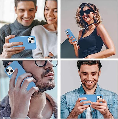 Compatible with iPhone 14 Case 6.1", Slim Silicone 3 Layers Full Covered Soft Gel Rubber Cover Protective Phone Case with Anti-Scratch Microfiber Lining (Azure) - color: Azure, size: iPhone 14
