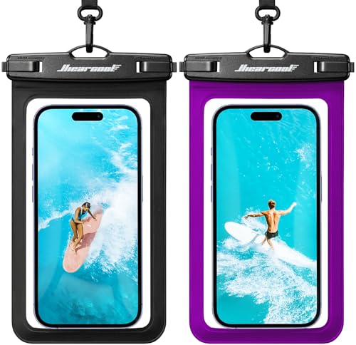 Hiearcool Waterproof Phone Pouch, Waterproof Phone Case, Black&Purple 2Pack | Durable multilayer IPX8 protection; touchscreen access and fit up to 8.9 inches; cruise essentials 2026 for beach and pool - color: Black&Deep Purple