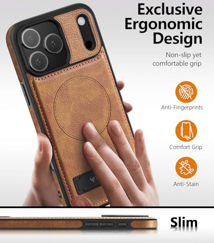 WTCASE Magnetic for iPhone 1X Leather Case,Built-in Invisible Stand [Compatible with Magsafe] Protective Slim Kickstand Phone Cover (2025) (Brown, iPhone 1R Pro Max) - color: Brown, size: iPhone 1R Pro Max
