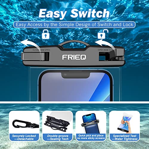 Waterproof Phone Pouch Bag - 2 Pack, Universal IPX8 Waterproof Phone Case Dry Bag with Lanyard for iPhone 15/14/13/12/11 Pro Max Samsung Galaxy S22 S20 and More Up to 7" (Black and Pink)