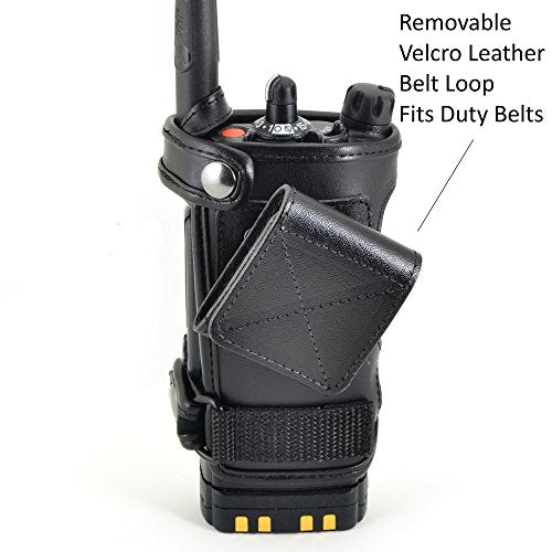 Turtleback Radio Holster for Motorola APX6000 – 2024 Upgraded – Durable Leather Belt Radio Holster with Heavy-Duty Ratcheting 2.25" Belt Loop – All-Button Access – Fits Slim or Extended Battery - color: Black APX6000 Belt Loop