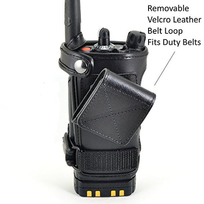 Turtleback Radio Holster for Motorola APX6000 – 2024 Upgraded – Durable Leather Belt Radio Holster with Heavy-Duty Ratcheting 2.25" Belt Loop – All-Button Access – Fits Slim or Extended Battery - color: Black APX6000 Belt Loop