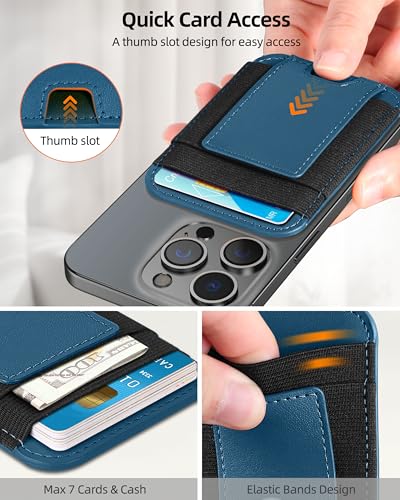 Upgraded for Magsafe Wallet, 7 Card Holder, RFID Blocking, Strongest Magnet | Magnetic Wallet for iPhone 17/16/15/14/13/12 Series, Magnetic Card Holder, 2 Card Slots, Vegan Leather, Dark Blue Green - color: Dark Blue Green-Upgraded