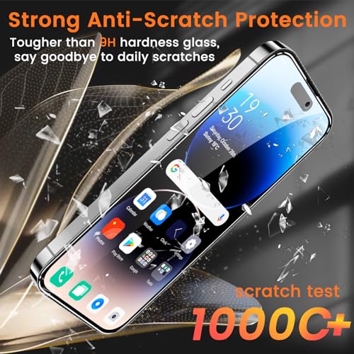 Lesakit 3+3 Pack Privacy Screen Protector for iPhone 14 Pro 6.1-Inch with 3 Pack Camera Lens Protector, Anti Spy Tempered Glass Film 9H Hardness Bubble Free Case Friendly - size: IPhone 14 Pro