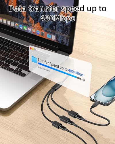 USB C Multi Charging Cable 30cm, 5V/3A USB C Splitter 1 in 3 Out, Type C Splitter Cable Male to 3 Female, Supports Data Sync & Charging for Phones, Tablets, Cameras, Power Banks (2Pack) - style: Type-C male to 3 Type-C female 30cm