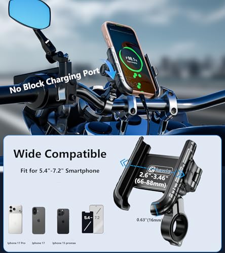 Kewig Motorcycle Phone Mount with Aluminum Alloy Mounting Base