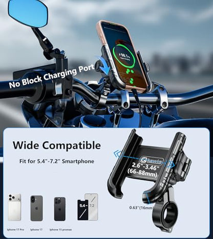 Kewig Motorcycle Phone Mount with Aluminum Alloy Mounting Base