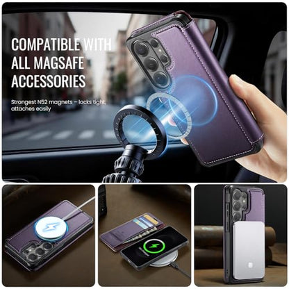 for Samsung Galaxy S26 Ultra - Slim Case Magnetic Wallet, Purple - color: Purple, size: Galaxy S26 Ultra