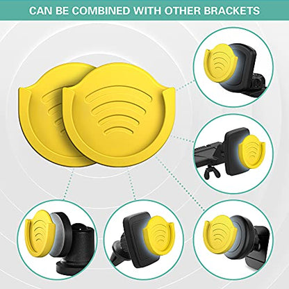 pop-tech 2 Pack Socket Car Mount, Silicone Phone Holder for Collapsible Grip Users with 3M Sticky Adhesive Replacement Used on Wall, Dashboard, Mirror, Desk, Home, Door, Office Yellow - color: Yellow