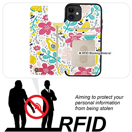 HAOPINSH for iPhone 11 Wallet Case with Card Holder, Summer Fruits Pattern Back Flip Folio PU Leather Kickstand Card Slots Case for Women Girls, Double Magnetic Clasp Shockproof Cover 6.1" - color: Summer Fruits