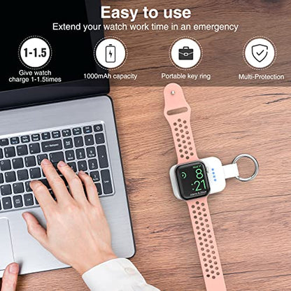 Portable Wireless Charger for Apple Watch Travel Magnetic iWatch Power Bank - color: White