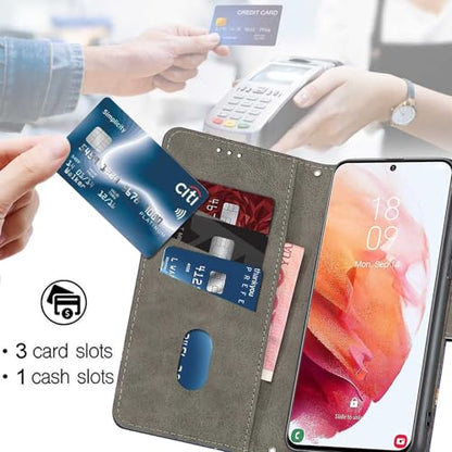 Case Wallet for Samsung Galaxy A14 5G, Snow Rose | Kickstand, 3 Card Holder, Shockproof TPU Interior Shell, PU Leather, Magnetic Flip Cover, Lanyard Strap - color: Pic:03