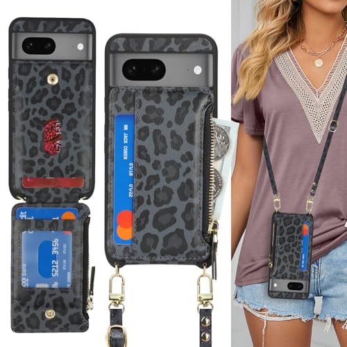 Cavor Compatible with Google Pixel 7 Case Wallet, Leopard Black - color: Leopard Black, size: Google Pixel 7