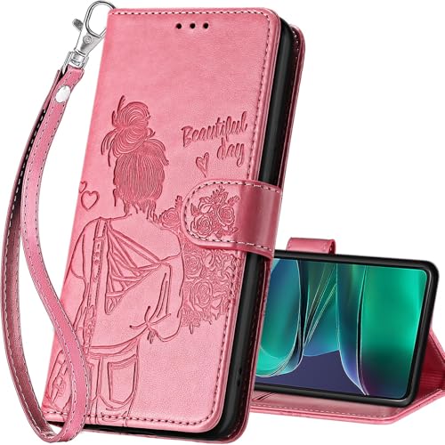 for Motorola Moto G Stylus 5G 2025 Wallet case, Pink-Girl | 3 Card Holders, Kickstand, Shockproof TPU Shell, PU Leather, Magnetic Closure, Protective Flip Folio Cover, Women - color: 1