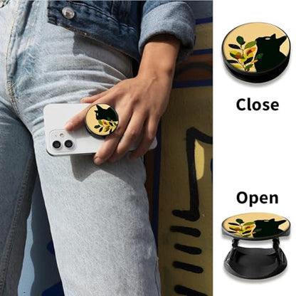 2 Pack Cell Phone Grip with Expanding Kickstand, Black Cat Leaf - color: Black Cat Leaf