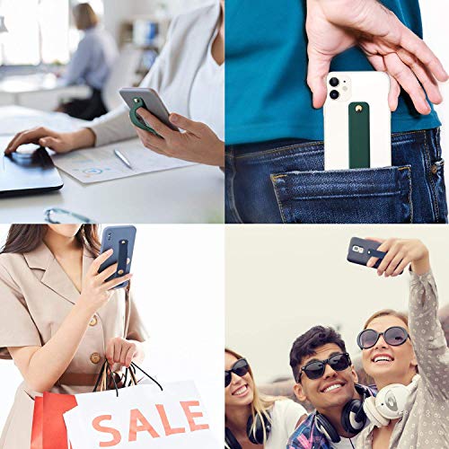 Removable and Reusable Cell Phone Grip Strap, Yetaida Telescopic Finger Kickstand Bracket Universal Silicone Phone Holder Stand and Portable Finger Loop for Most Smartphones Case (Matcha Green) - color: Matcha Green