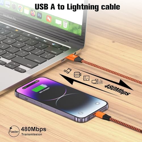 3 Pack 3FT iPhone Charger, Apple MFi Certified iPhone Charger Fast Charging USB to Lightning Cable Nylon Braided iPhone Chargers Cord for iPhone 14 13 12 11 Pro Max Xr Xs 8 and More