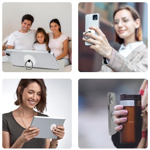 4 Pack Phone Holder Ring Transparent Finger Grip Loop 360 Degree Rotation Finger Ring Stand Cell Phone Kickstand Ring Compatible Various Mobile Phones Or Phone Case(Silver/Black/Gold/Rose Gold)