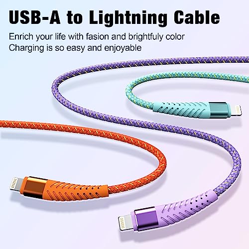 iPhone Charger Fast Charging Lightning Cable 6FT 3Pack[Apple MFi Certified] Long iPhone Charger Cord Nylon Braided USB Cable Compatible with iPhone 14/13/12 Pro Max/12Pro/11 - size: 6FT